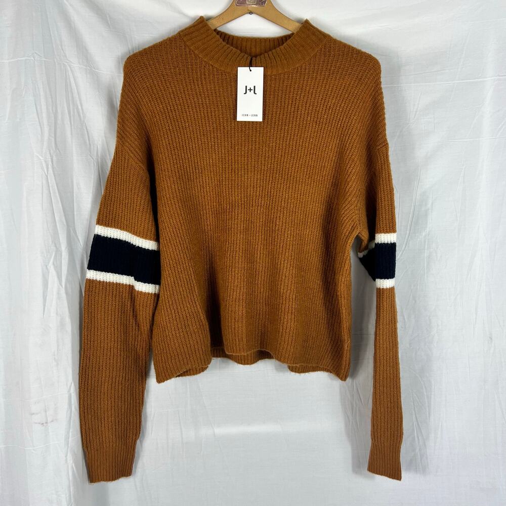 NWT J+J John + Jenn Mock Turtleneck Sweater Womens Small Brown Acrylic